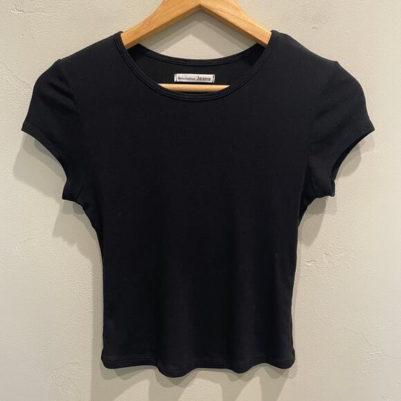 Reformation Jeans Ribbed Short Sleeve Baby Tee Black - Size: Small - Picture 1 of 7